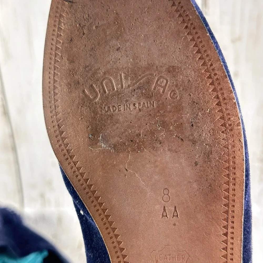 Talbots Womens Blue  Velvet Slip On‎ Smoking Flats Tassels Loafers Shoes sz 8AA